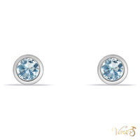 14K White Gold Solitaire Stud Earrings with Cubic Zirconia, 4.7mm
