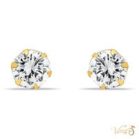 14K Yellow Gold Solitaire Stud Earrings with Cubic Zirconia, 6.5mm