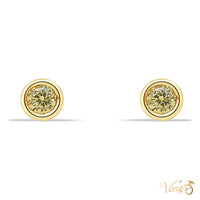 14K Yellow Gold Solitaire Stud Earrings with Yellow Cubic Zirconia, 4mm