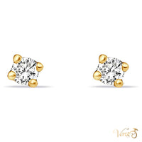 14K Yellow Gold Solitaire Stud Earrings with Natural Diamonds, 2mm, 0.04ct