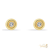 14K Yellow Gold Stud Earrings with Natural Diamond, 6mm, 0.10 ct