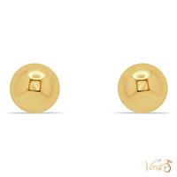 14K Yellow Gold Stud Earrings, 10mm Half-Sphere