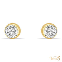 14K Yellow Gold Stud Earrings with CZ, 6.4mm