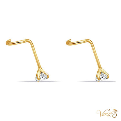 14K Yellow Gold Nose Piercing with CZ - alternate view