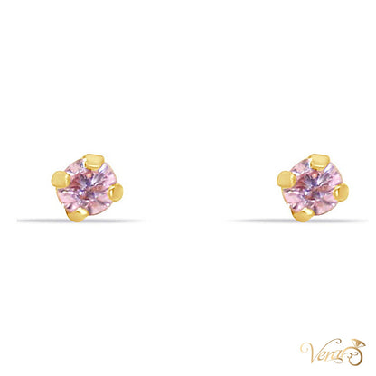 14K Yellow Gold Ear Piercing with Pink CZ - alternate view