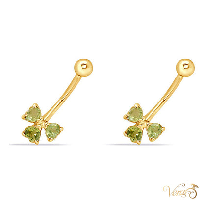 14K Yellow Gold Belly Button Piercing with CZ - alternate view