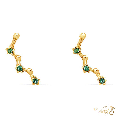 14K Yellow Gold Ear Piercing with CZ - alternate view
