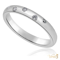 14K White Gold Band Ring with 0.06 ct Natural Diamond, Size 8, 3.4g