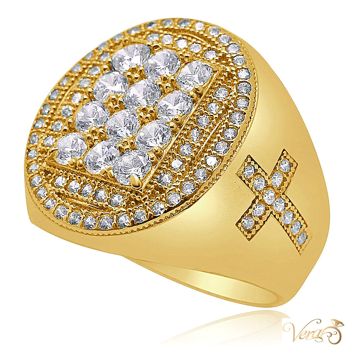 14K Yellow Gold Men’s Ring with CZ, Size 9, 8.0g - alternate view
