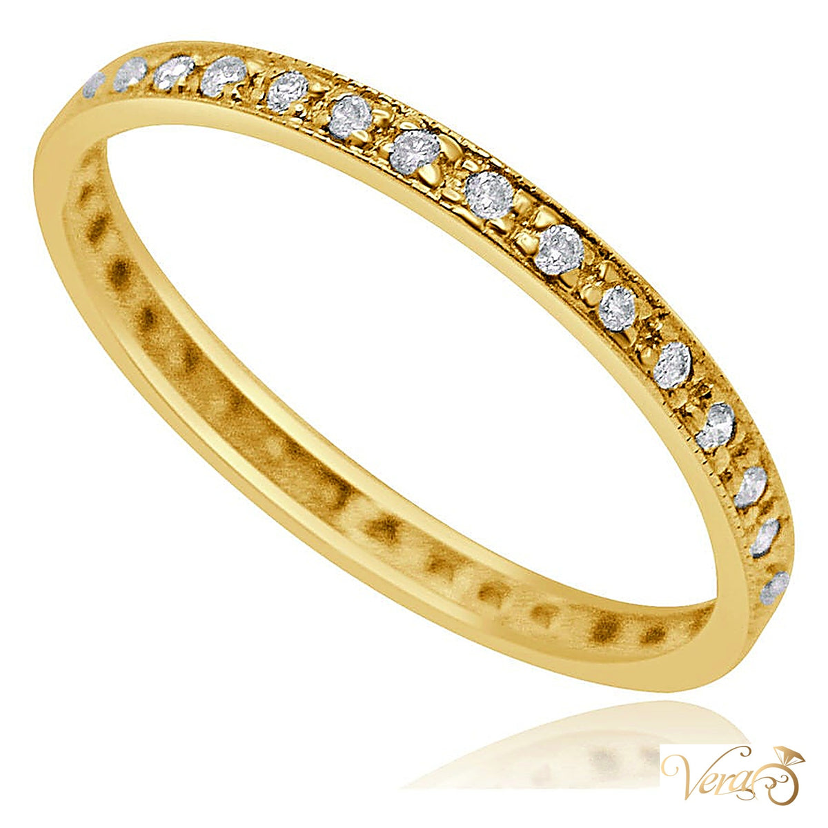 14K Yellow Gold Infinity Band Ring with 0.15 ct Natural Diamonds, Size 7, 1.1g - alternate view