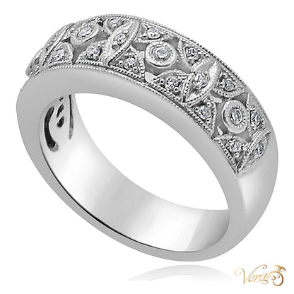 18K White Gold Diamond Band Ring 0.20 ct Natural Diamonds, Size 6, 7.4g - alternate view