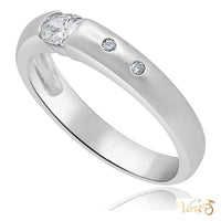 18K White Gold Band Ring 0.25 ct Natural Diamonds, Size 7.25, 4.2g
