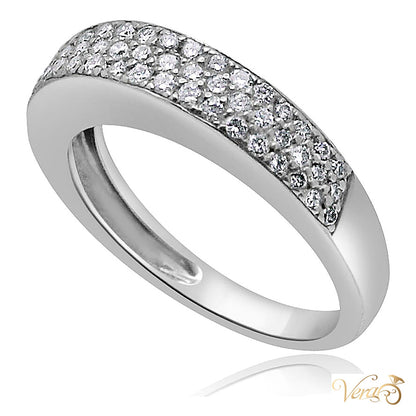 18K White Gold Pave Diamond Band Ring 0.30 ct Natural Diamonds, Size 6, 3.6g - alternate view