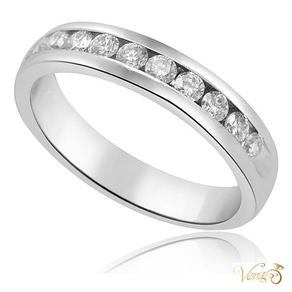 14K White Gold Diamond Band Ring 0.50 ct Natural Diamonds, Size 6, 3.7g - alternate view