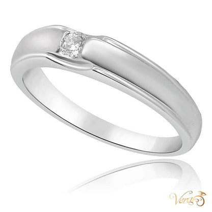 14K White Gold Single Stone Ring 0.10 ct Natural Diamonds, Size 7.75, 3.3g - alternate view