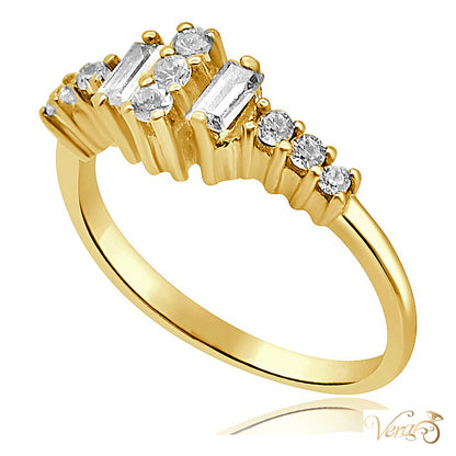 14K Yellow Gold Women Ring CZ, Size 6.5, 2.5g - alternate view