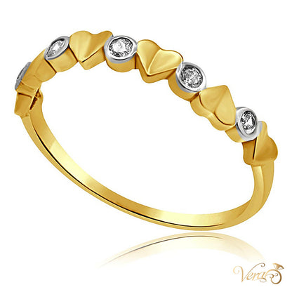 14K Yellow Gold Heart Ring CZ, Size 6.75, 1.1g - alternate view