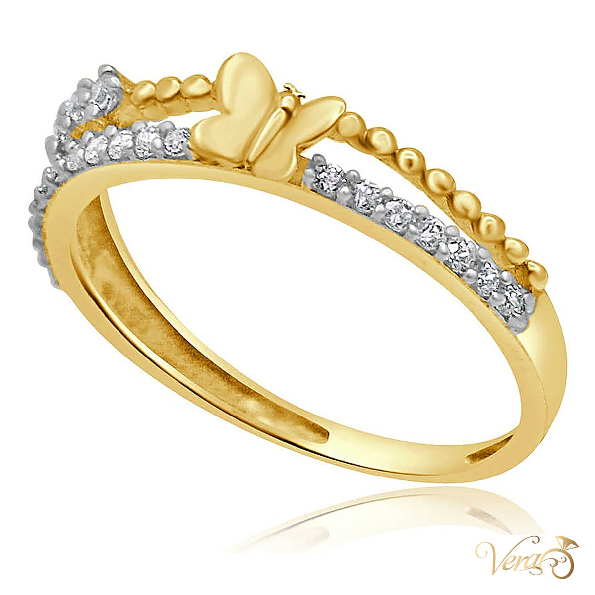 14K Yellow Gold Women’s Ring CZ, Size 7, 1.3g - alternate view