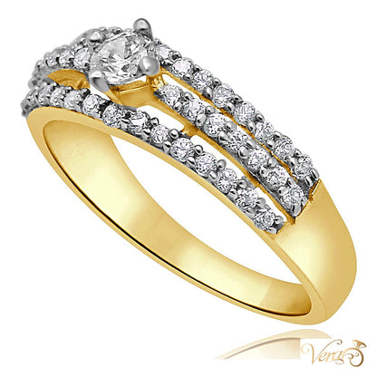 14K Yellow Gold Women Ring CZ, Size 7, 2.3g - alternate view