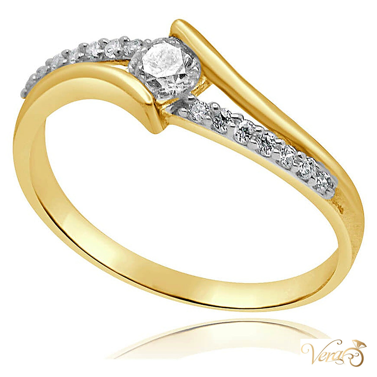 14K Yellow Gold Women Ring CZ, Size 8.25, 1.9g - alternate view
