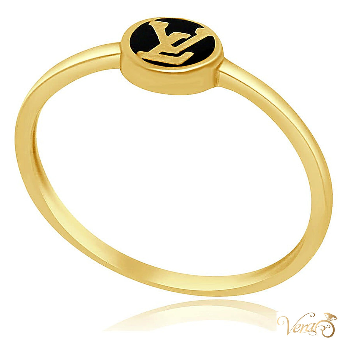 14K Yellow Gold Women Ring Enamel, Size 7, 1.0g - alternate view