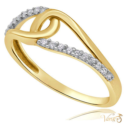 14K Yellow Gold Women Ring CZ, Size 6.75, 1.4g - alternate view