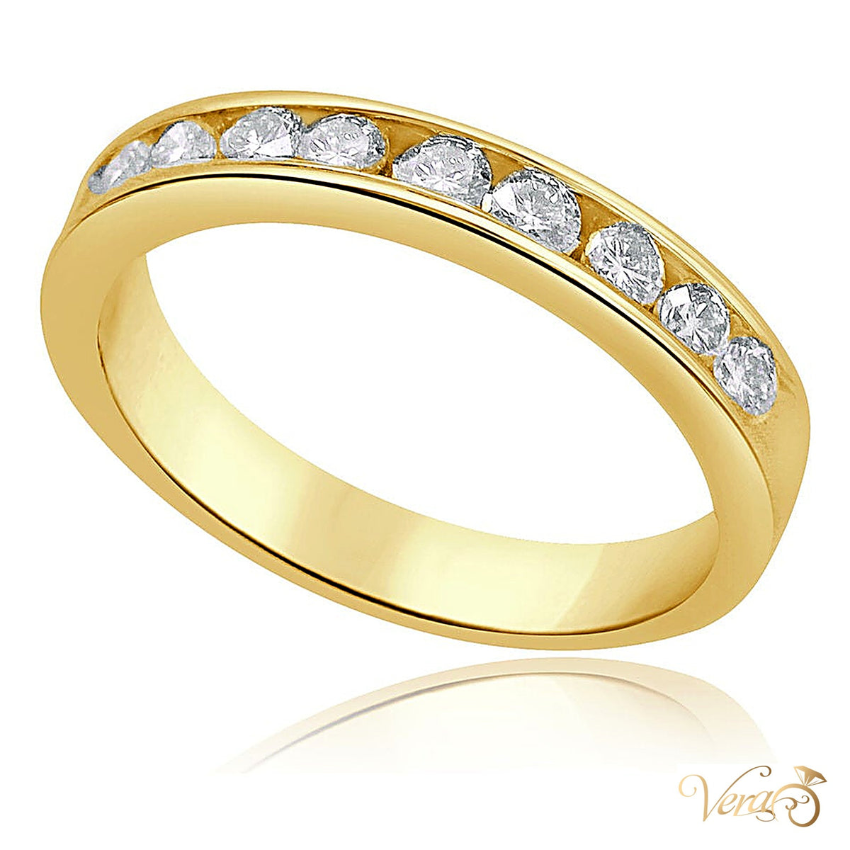 14K Yellow Gold Band Ring with 1.00 ct Natural Diamonds, Size 10, 4.9g - alternate view