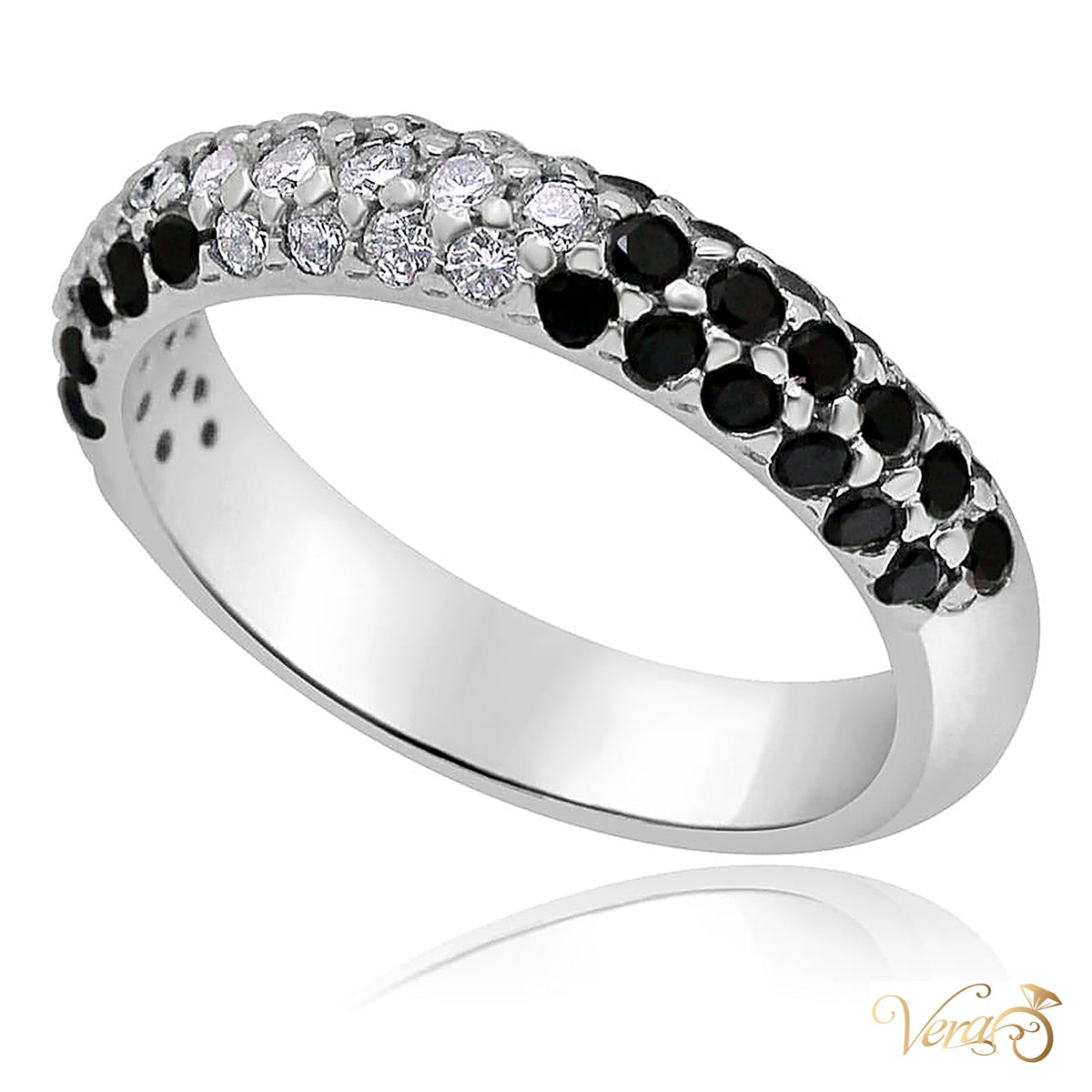 18K White Gold Women's Ring with Natural Diamonds, Size 6, 4.5g - alternate view
