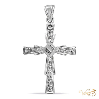 10K White Gold Crucifix Pendant with Diamonds – 36mm - alternate view