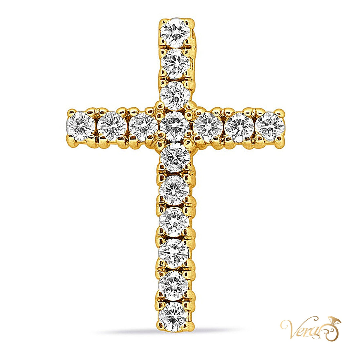 14K Yellow Gold Crucifix Pendant with 1.20 ct Diamonds – 32.5mm - alternate view