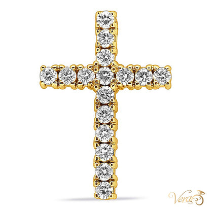 14K Yellow Gold Crucifix Pendant with 1.20 ct Diamonds – 32.5mm - alternate view