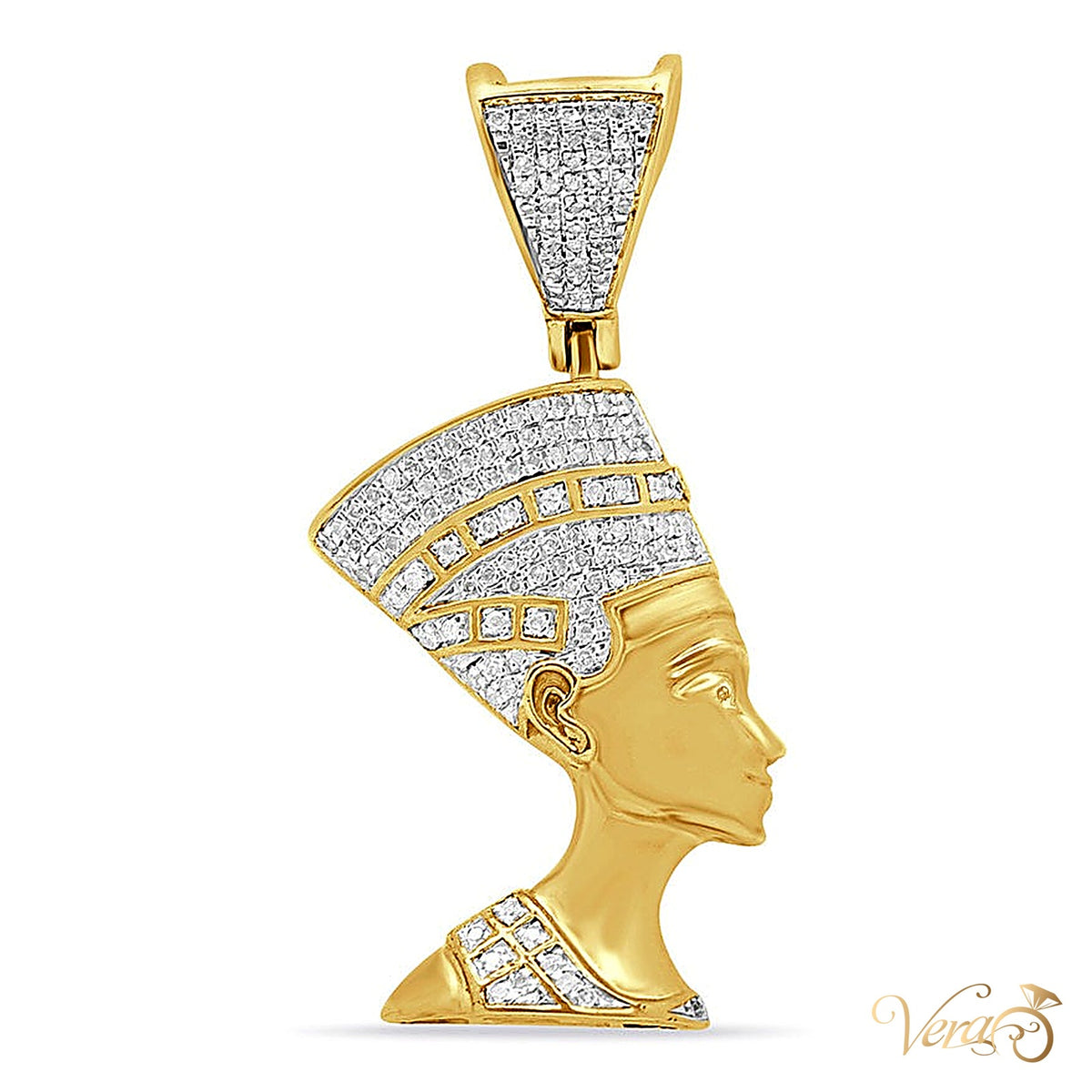 10K Yellow Gold Pharaoh Pendant with 0.25 ct Diamonds 38mm - alternate view