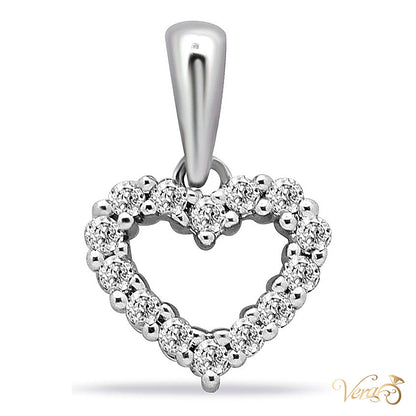10K White Gold Heart Pendant with 0.30 ct Diamonds – 17mm - alternate view