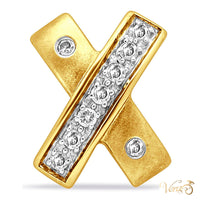 14K Yellow Gold Diamond Cross Pendant with 0.15 ct – 16mm