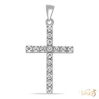 14K White Gold Crucifix Pendant with 0.80 ct Diamonds – 38mm