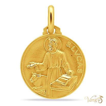 18K Yellow Gold Saint Lucas Medal Pendant – 19mm - alternate view