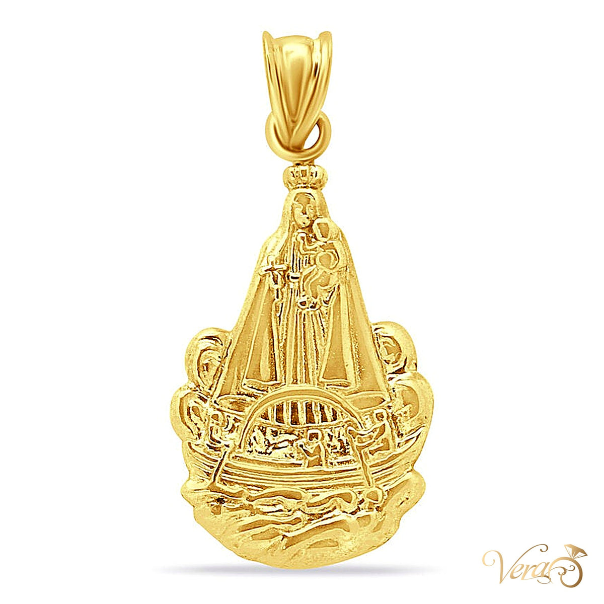 10K Yellow Gold Caridad del Cobre Pendant – 31mm - alternate view
