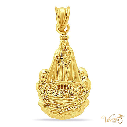 10K Yellow Gold Caridad del Cobre Pendant – 31mm - alternate view