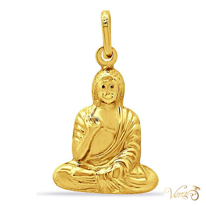 14K Yellow Gold Buddha Pendant – 25mm - alternate view