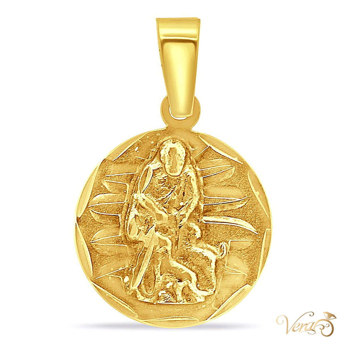 14K Yellow Gold San Lázaro Medal Pendant – 25mm - alternate view
