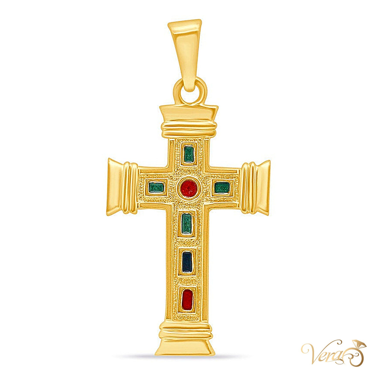 14K Yellow Gold Crucifix Pendant - alternate view