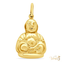 14K Yellow Gold Buddha Pendant – 30mm