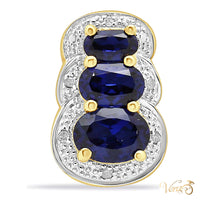 10K Yellow Gold Sapphire Pendant with Diamond – 16mm