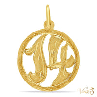 10K Yellow Gold “#14” Medal Pendant – 31mm