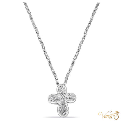 14K White Gold Crucifix Pendant with Chain & 0.20ct Diamond – 17" - alternate view