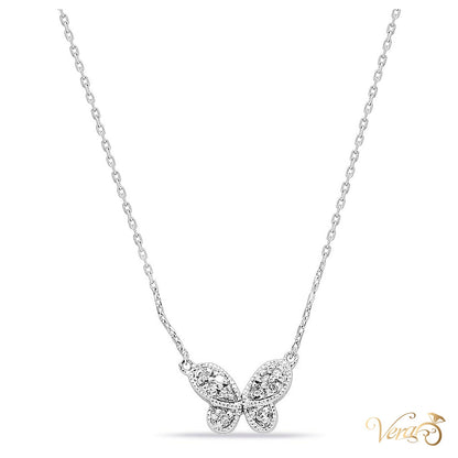 14K White Gold Butterfly Pendant with Chain & 0.05ct Diamond – 18" - alternate view