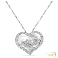14K White Gold Heart Pendant with 0.40ct Diamond – 21mm