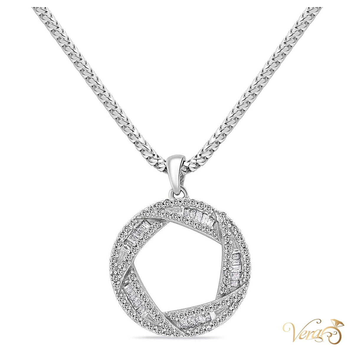 10K White Gold Diamond Pendant – 1.00ct – 29mm - alternate view
